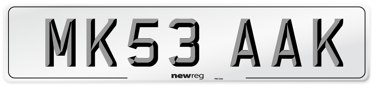 MK53 AAK Number Plate from New Reg